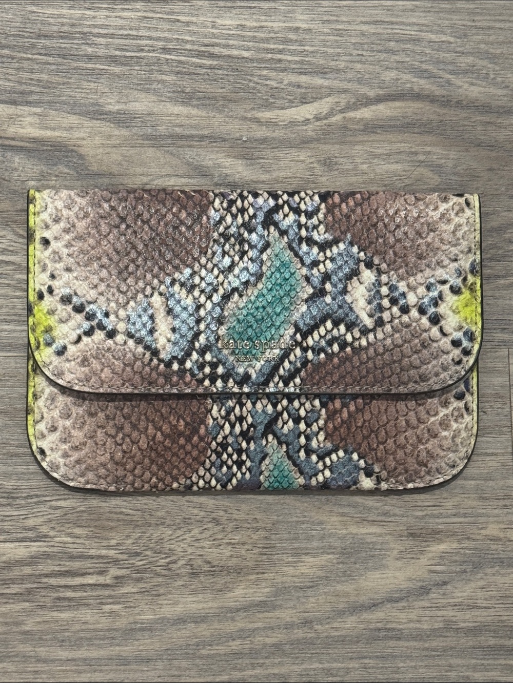 Kate Spade Make It Mine Python-Embossed Pouch YellowMulti PXRUB136-722